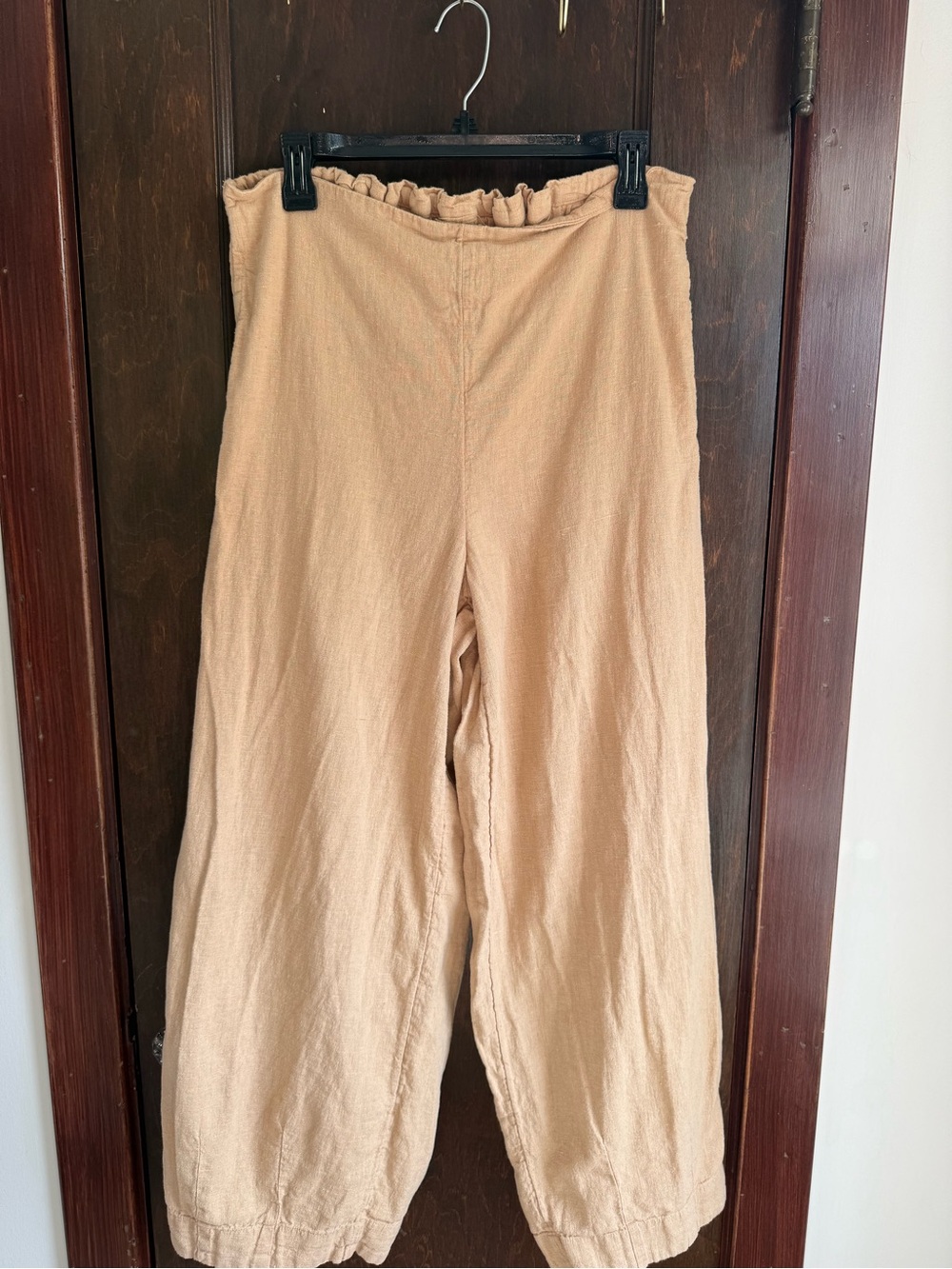 Free People Cream Wide-Leg Linen-Blend Pants